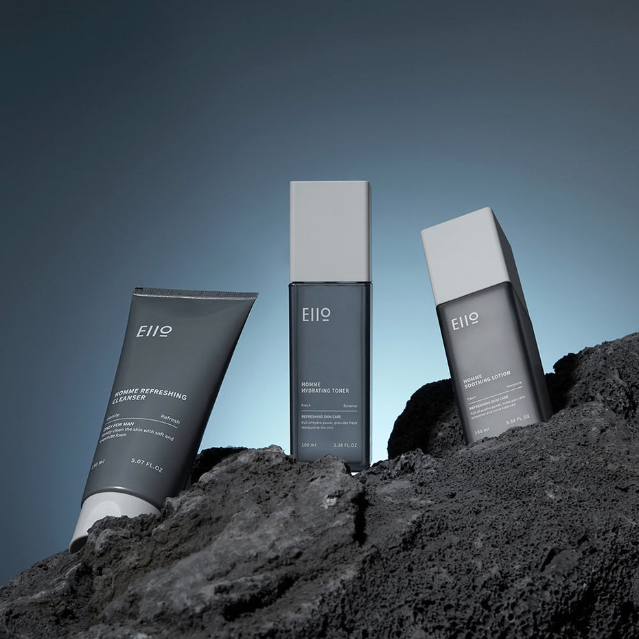 EIIO veido priežiūros rinkinys vyrams: prausiklis 150ml + tonikas 100ml + emulsija 100ml