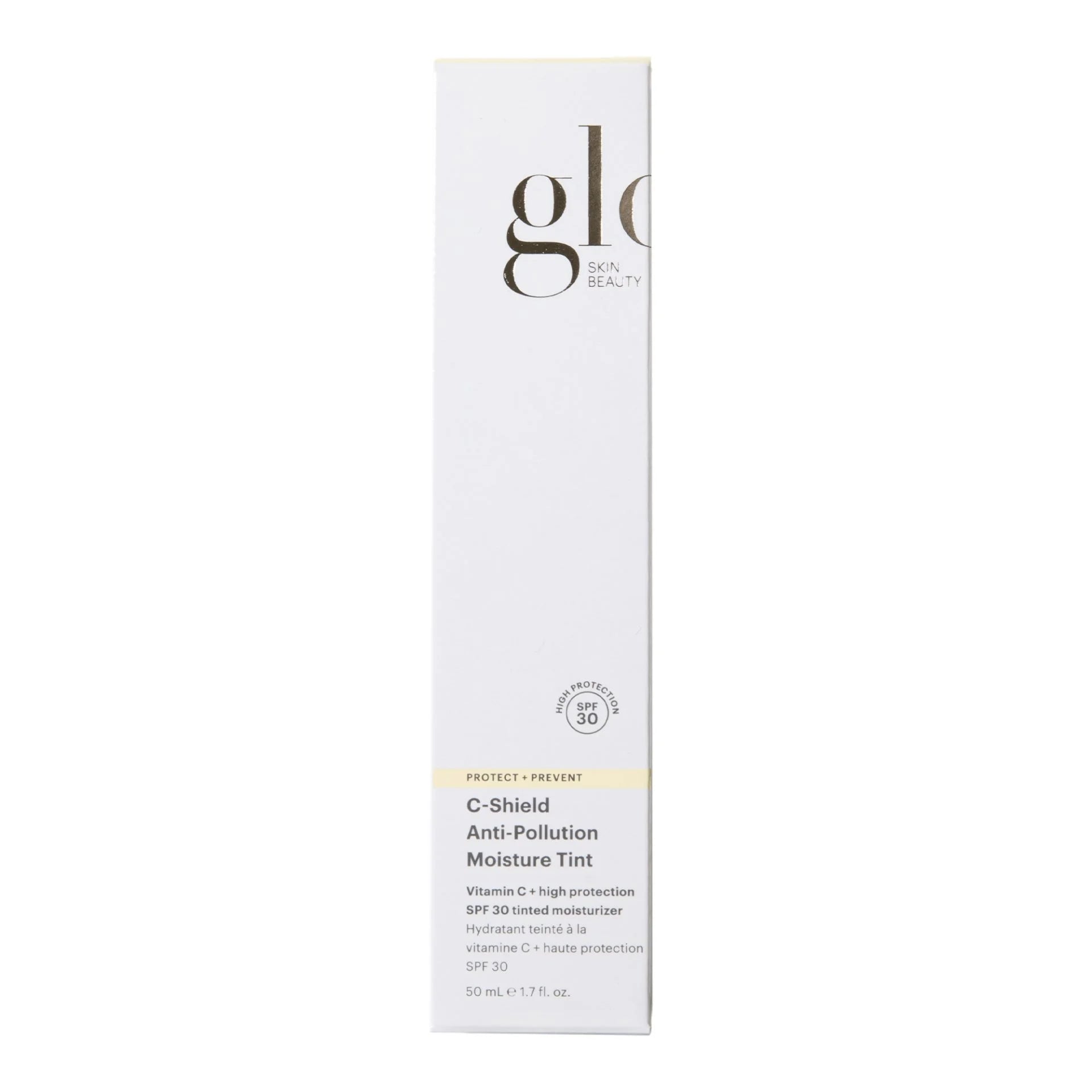GLO SKIN BEAUTY apsauginis drėkinamasis kremas su atspalviu nuo taršos spf 30 c-shield protect+prevent c-shield anti-pollution moisture tint spf 30